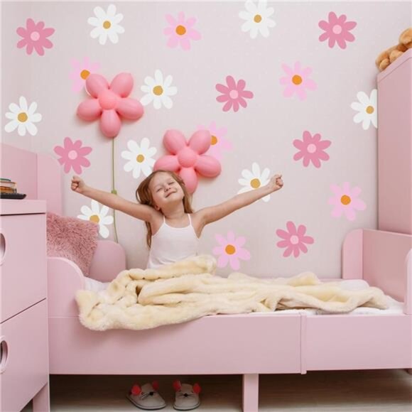 Daisy Wall Decals Flower Stickers Peel and Stick Vinyl Nursery Bedroom Living Ro - Picture 7 of 8